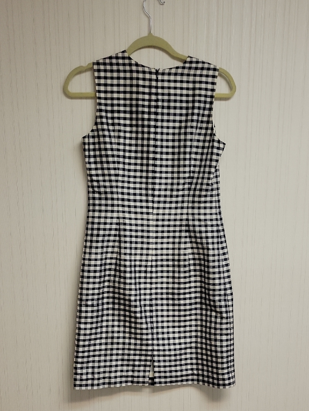 Lauren Ralph Lauren Classic Sleeveless Gingham Sheath Dress Navy White 6 Silk - Picture 3 of 5